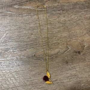Vintage Rose and gold leaf necklace